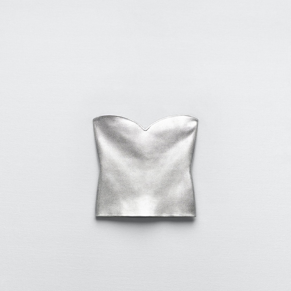 Zara Knit Metallic Bustier Top